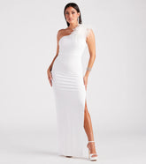 Patricia Formal Crepe Marabou Long Dress