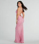 Rylie Formal Glitter Lace-Up Column Dress