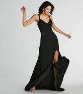 Gabriela V-Neck Lace-Up Mermaid Crepe Formal Dress