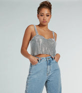 She's So Dazzling Sequin Chainmail Tank Top