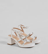Picture Perfect Rhinestone Flower Block Heels