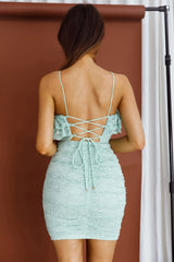 Kaari Lace Ruffle Mini Dress Mint