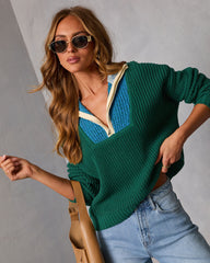 Campus Classic Color Block Quarter Zip Sweater
