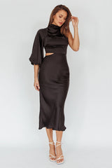 Thessaly One Sleeve Midi Dress Black
