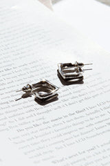 Maddox Small Square Hoop Earrings Silver