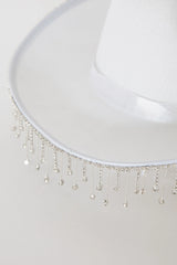 Dolly Diamante Fringe Cowboy Hat White