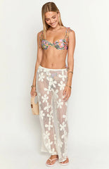 9.0 Swim Bianca White Zebra Floral Bikini Top