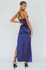 Cierra Thigh Split Maxi Dress Navy