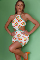 Summer Love Open Back Crochet Mini Dress Green