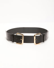 Tight Hold Double Buckle Faux Leather Belt