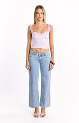 Bambi Pink and White Polka Dot Frill Top