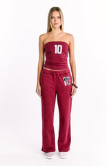 Dania Burgundy Leopard Star Track Pants
