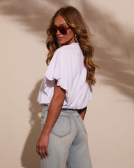 Kaylee Bubble Hem Cotton Crop Top