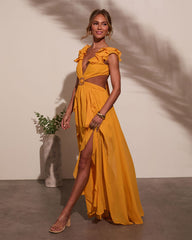 Carlita Ruffle Cutout Maxi Dress