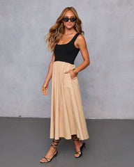 Maxime Knit Cotton Pocketed Midi Dress