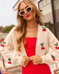 Wild Vine Cherry Applique Cardigan