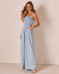 Kerra Wide Leg Chambray Jumpsuit
