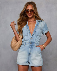 Tamia Cuffed Denim Romper