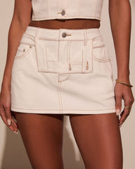 Keena Open Waist Denim Mini Skirt