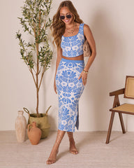 Citrus Skies Floral Midi Skirt