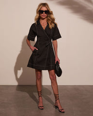 Nella Contrast Wrap Tie Mini Dress