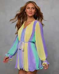 Samarie Pleated Colorblock Mini Dress