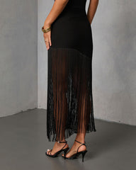 Savinah Fringe Midi Skirt
