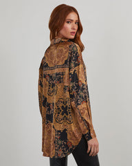 Annabelle Satin Paisley Button Down Top