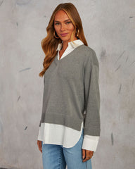 Xira Poplin Contrast Pullover Sweater