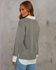 Xira Poplin Contrast Pullover Sweater