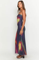 Millie Black Floral Strapless Midi Dress