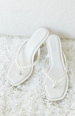 Selena Ivory Pearl Detail Thong Heels