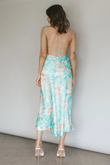 Dolce Life Low Back Midi Dress Floral Green