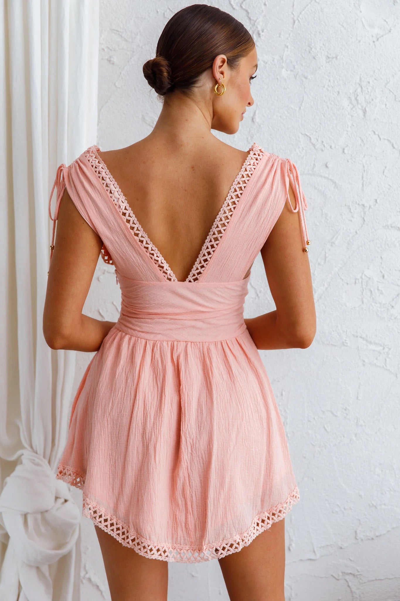 Palais Waistband Mini Dress Peach