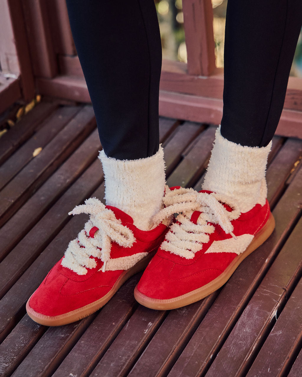 Chilled Rose Sherpa Trim Sneakers
