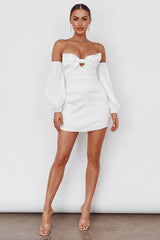 Lilly Off-Shoulder Bow Mini Dress White