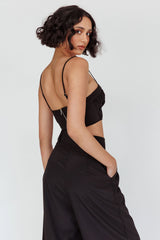 Regal Ruched Cami Crop Top Black