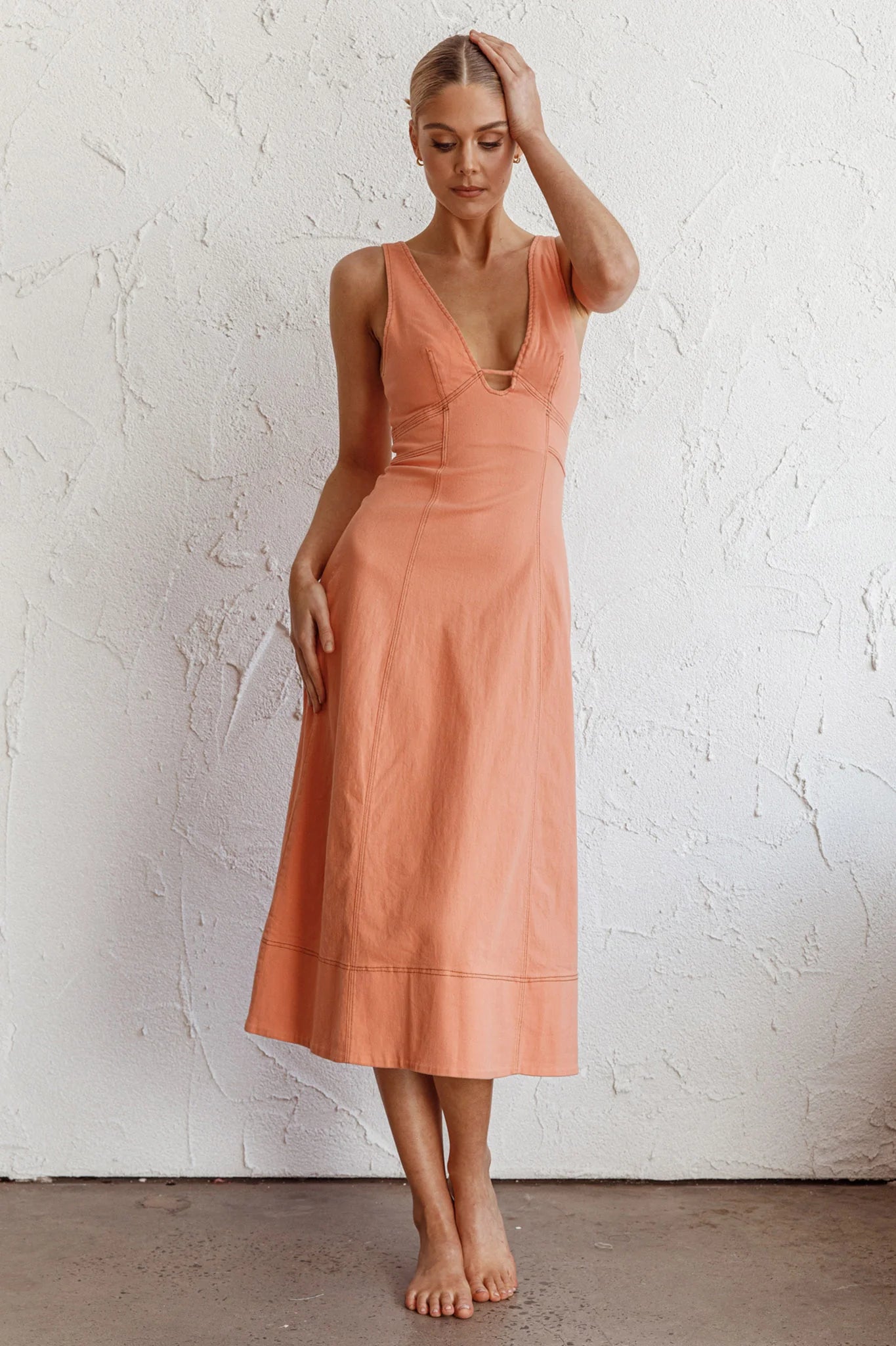 Elias Decorative Stitch Midi Dress Mango