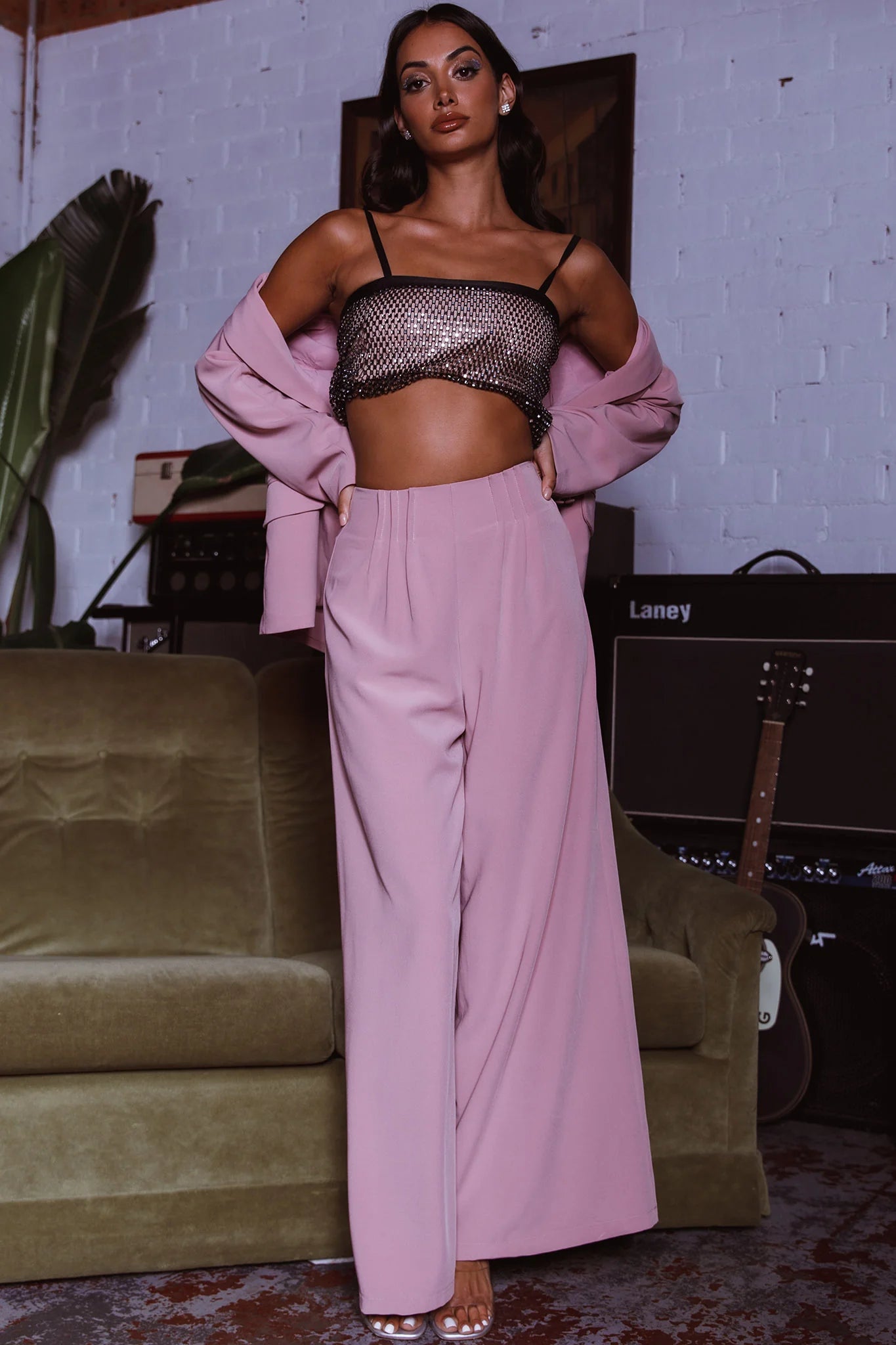 Vous Etes Belle Pleated Waist Pants Blush