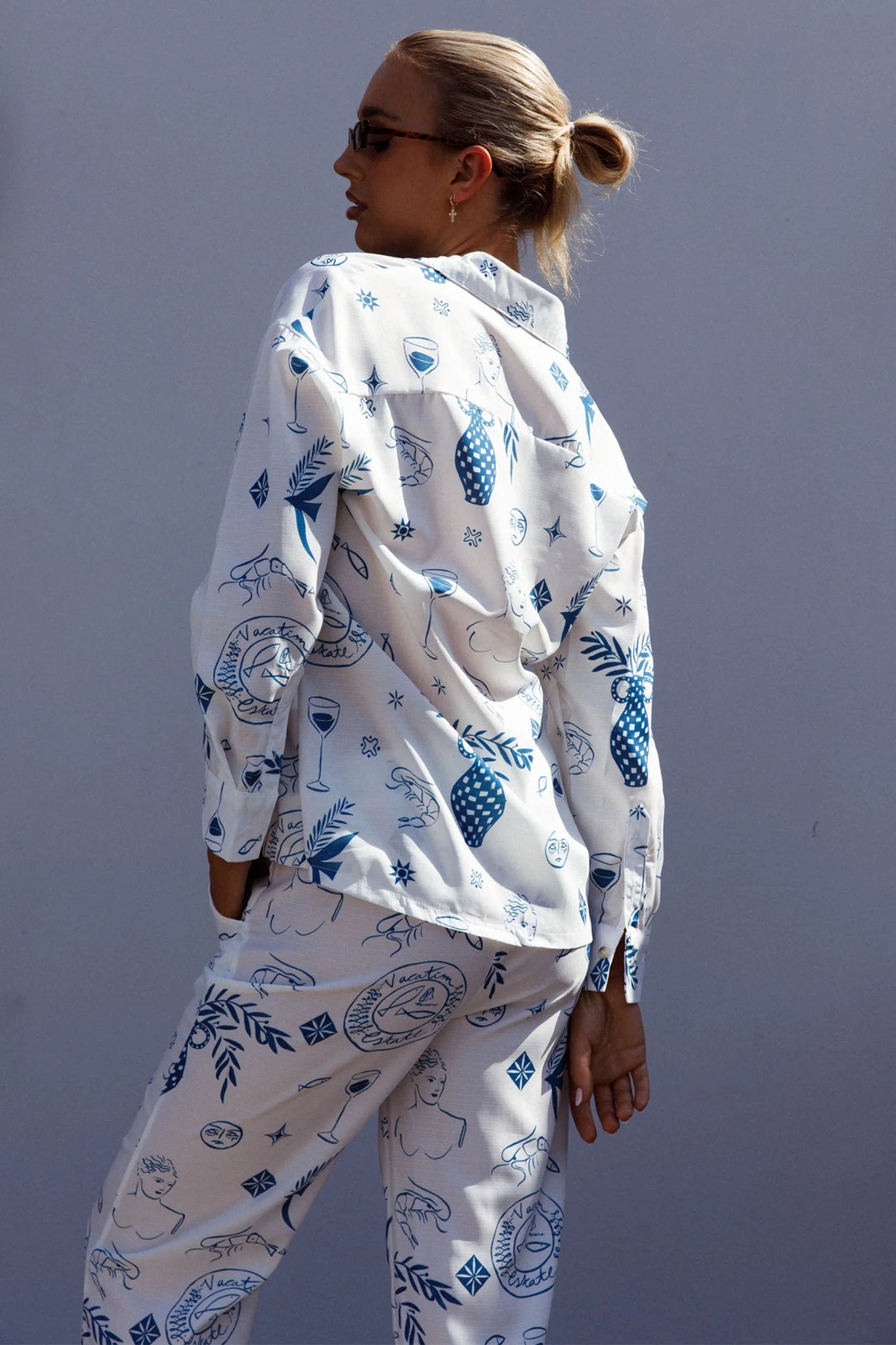 Weekend Bliss Long Sleeve Button Shirt White