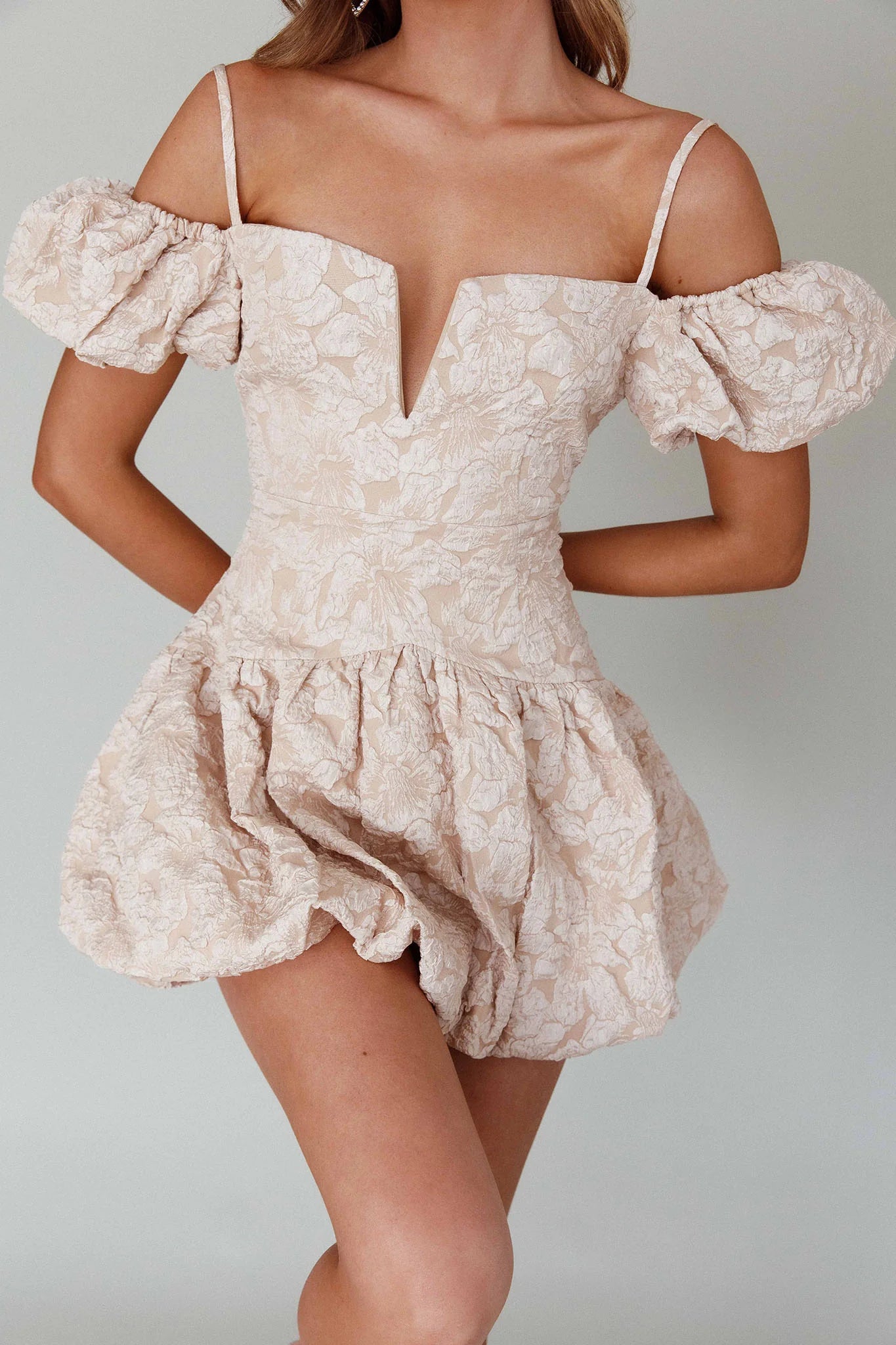 Mon Bebe Drop Waist Mini Dress Sand