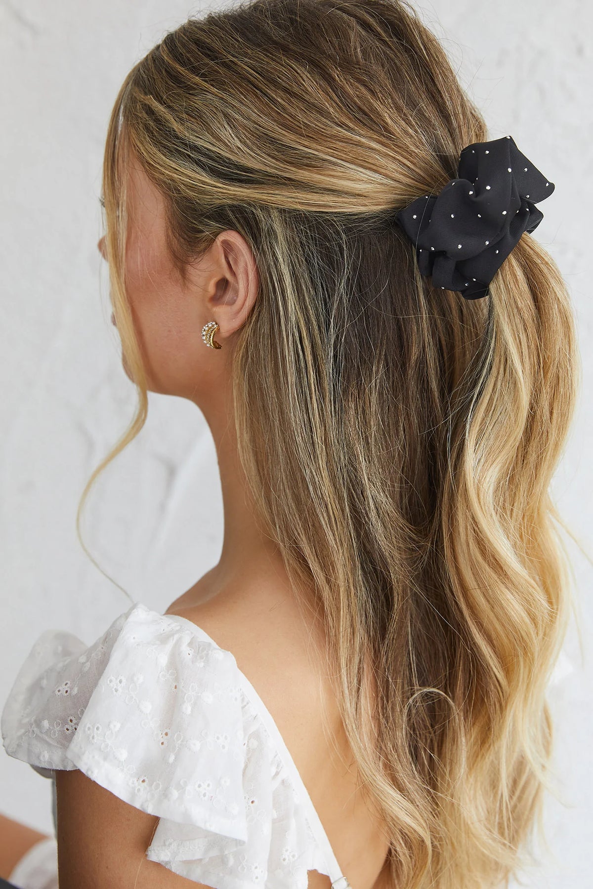 City Lights Embellished Scrunchie Black
