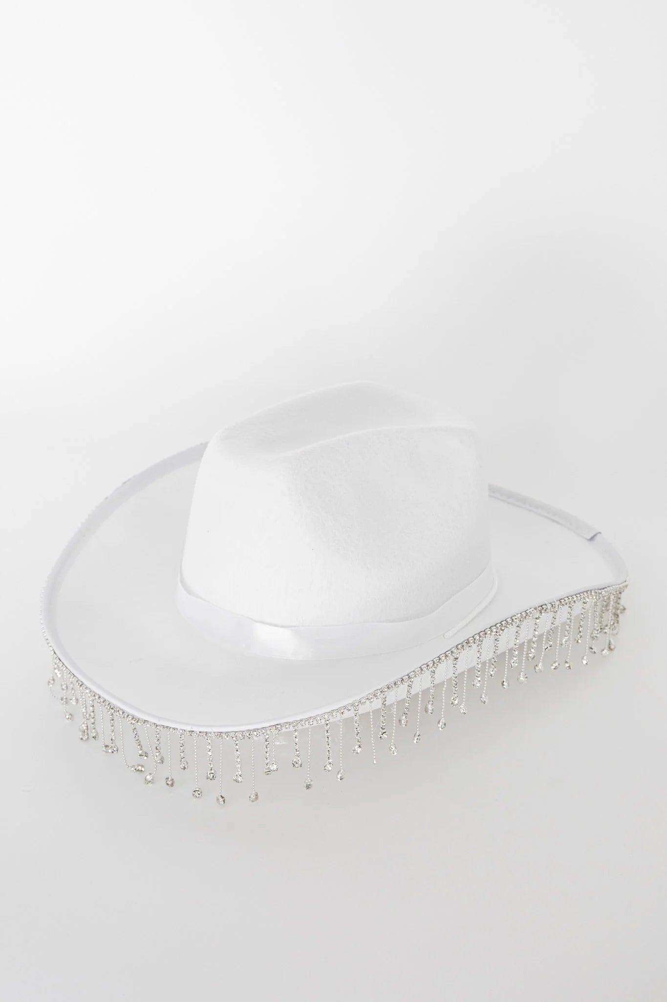 Dolly Diamante Fringe Cowboy Hat White