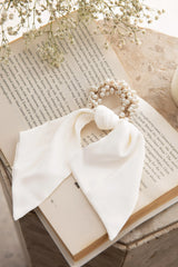 Carina Pearl & Satin Bow Hair Tie White