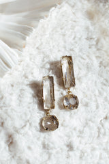 Cara Glass Crystal Drop Earrings Clear