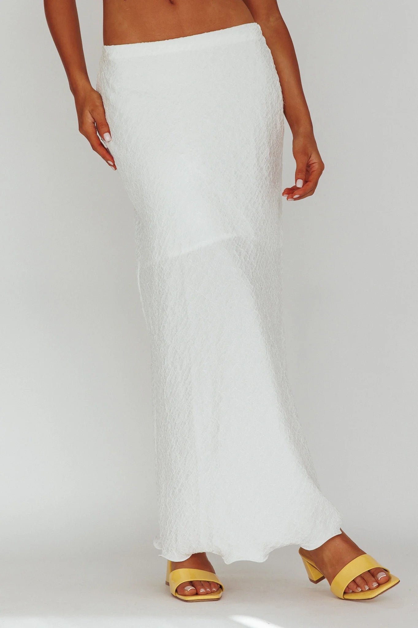 Roman Midi Skirt Textured White