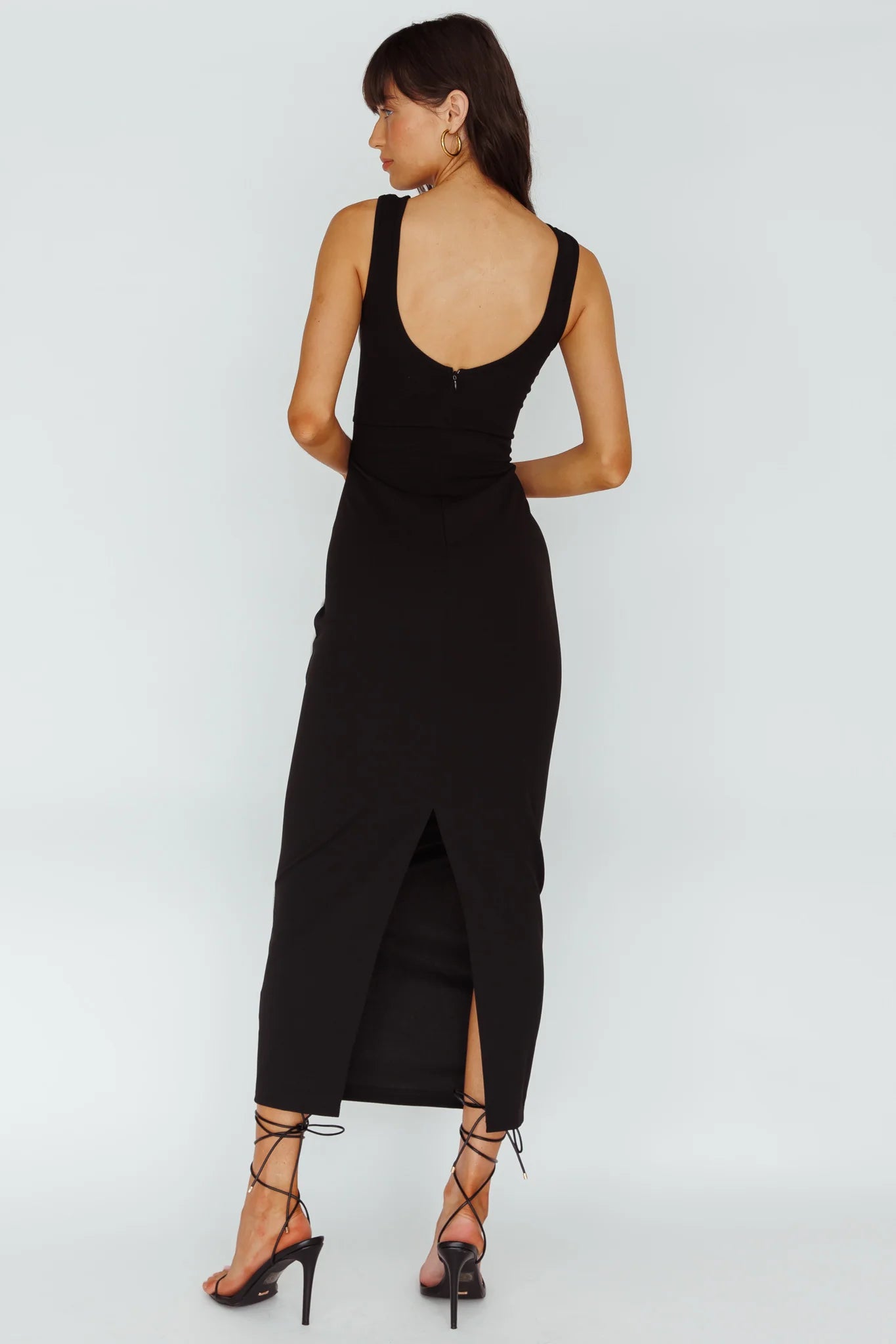 Shenae Piping Trim Maxi Dress Black