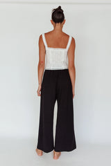 Backstage Pleated Wide Leg Pants Black