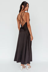 Signature Lace Trim Midi Dress Black