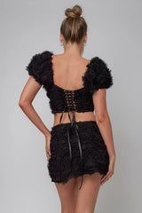 Cielito Embellished Mini Skirt Black